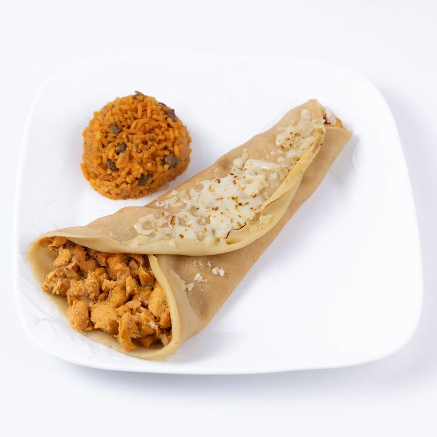 The Empanada crepe with Spanish rice